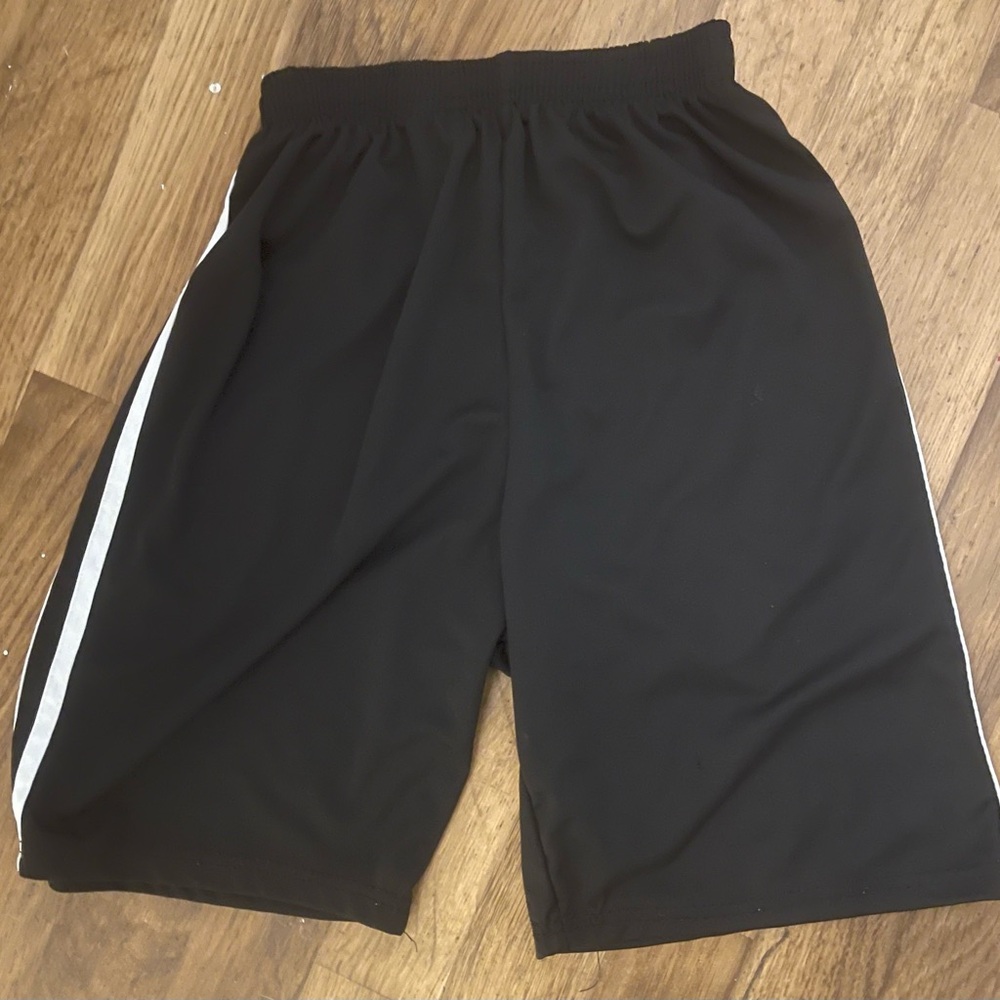 Kids Black Athletic Shorts with White Side Stripe